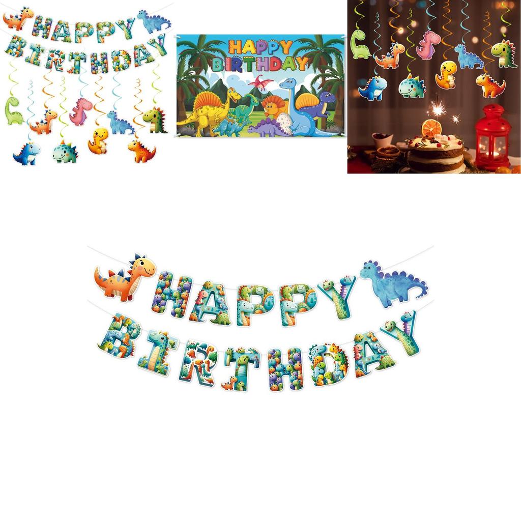 Dinosaurier-Thema Geburtstagsparty Dekorationen Set Mit Banner Und Spiral-Hängern Für Kinderfeier