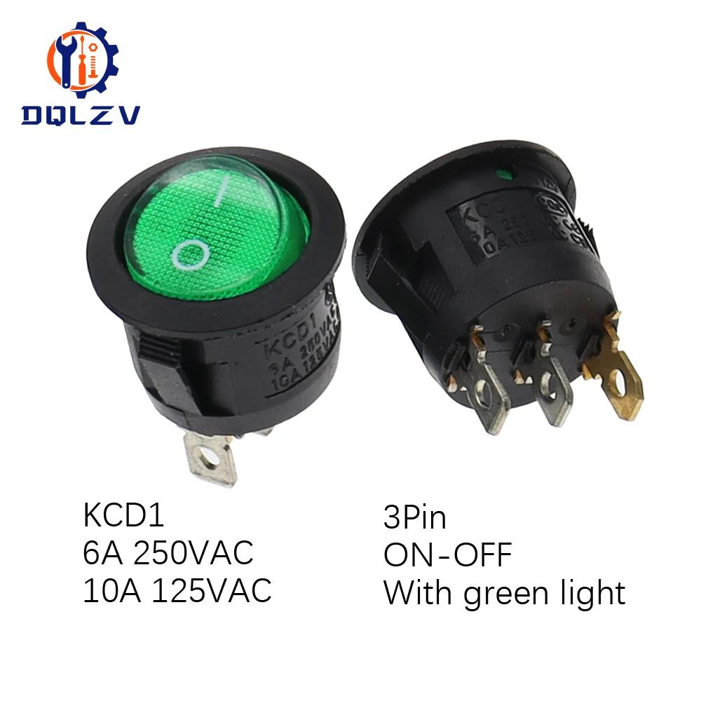 22mm Red Black White ON/OFF Round Rocker Toggle Switch 6A/250VAC 10A 125VAC Power Switch Cap with Plastic Push Button Switch