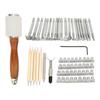 2025 Trend Zinc Alloy And Beech Wood Crafting Tool Set- Leather For DIY Projects Includes 21 Patterns Featuring Letters And Numb