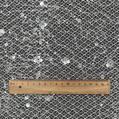 Mesh Embroidery Sequin Fabric Transparent Netting for DIY Women's Dress Formal Gownperformance Outfit Fabric 1/3/5yard