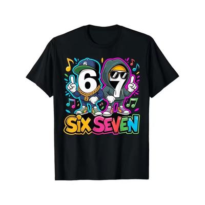 Herren T-Shirt 2026 Trendig Cool Nummer Sechs Sieben 67 Cartoon Print für Herren und Damen Sommer Freizeit T-Shirts Top
