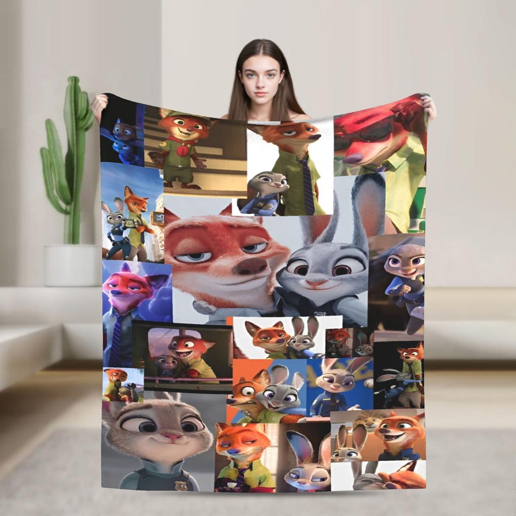Zootopia Blankets Fleece Textile Decor Judy Hopps Nick Wilde Breathable Super Warm Throw Blankets for Sofa Office Quilt