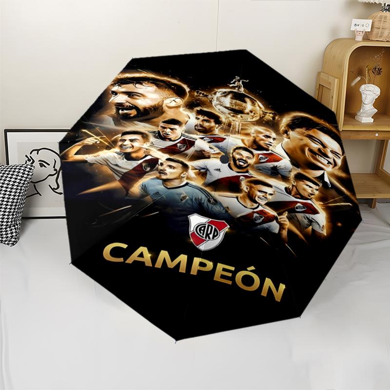 Club Atlético River Plate Print Automatic Umbrella, 8 Rib Iron Frame, Plastic Handle, Suitable for Outdoor Travel &Daily , Ideal Gift