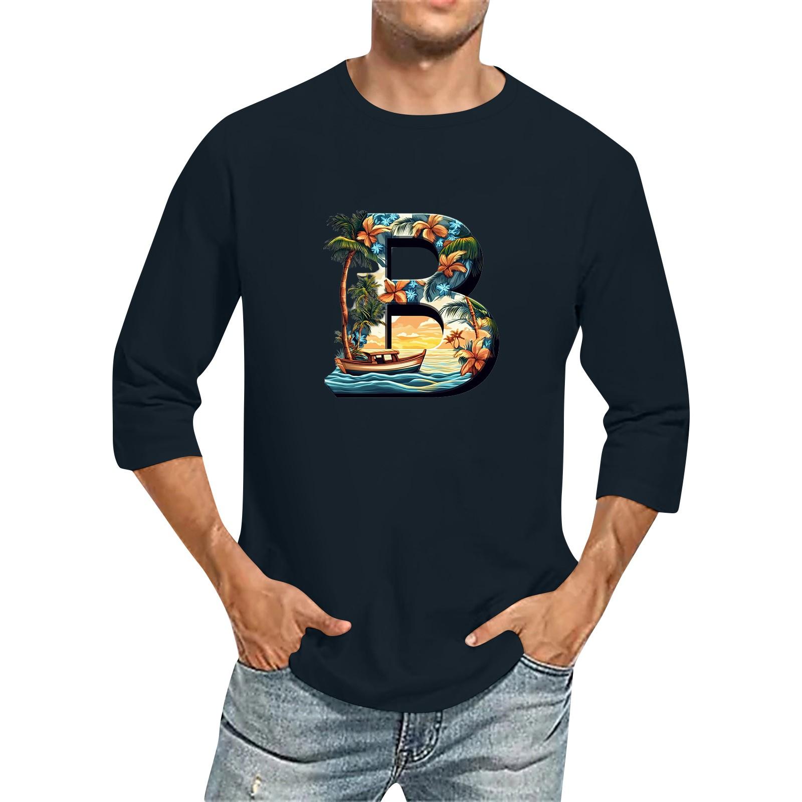 

Мужская однотонная футболка с круглым вырезом и рукавами три четверти XXXL тёмно-синий