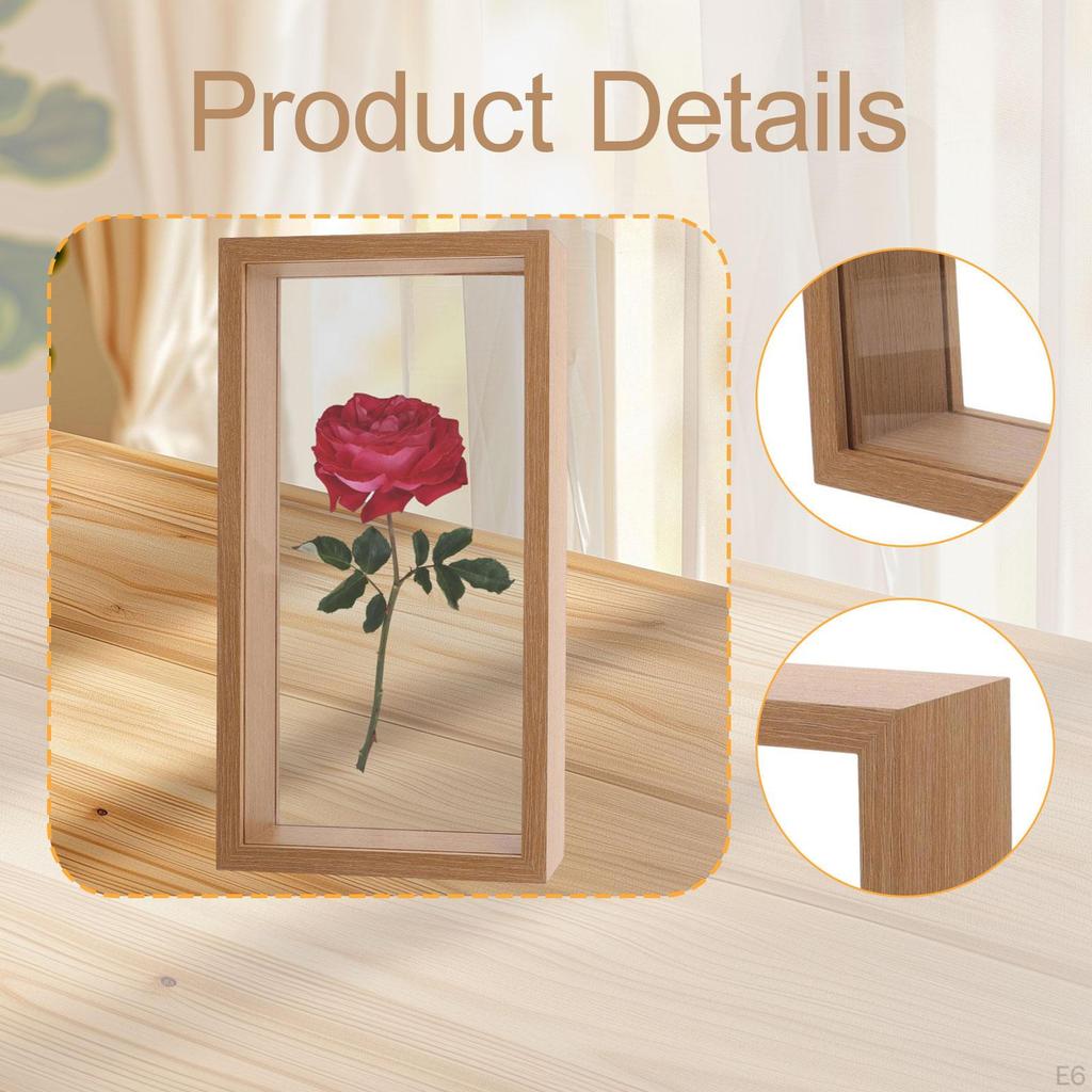 Shadow Box 3D Picture Frame Bouquet Badges Wedding Flower,Clear,Art with Glass Cover,Keepsake