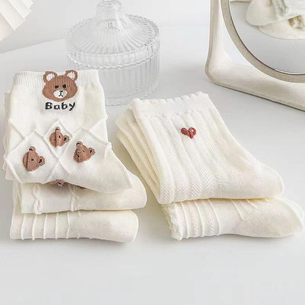 10 Pairs Cartoon Pattern Short Socks Breathable Middle Tube Socks Comfortable Ankle Socks  Summer