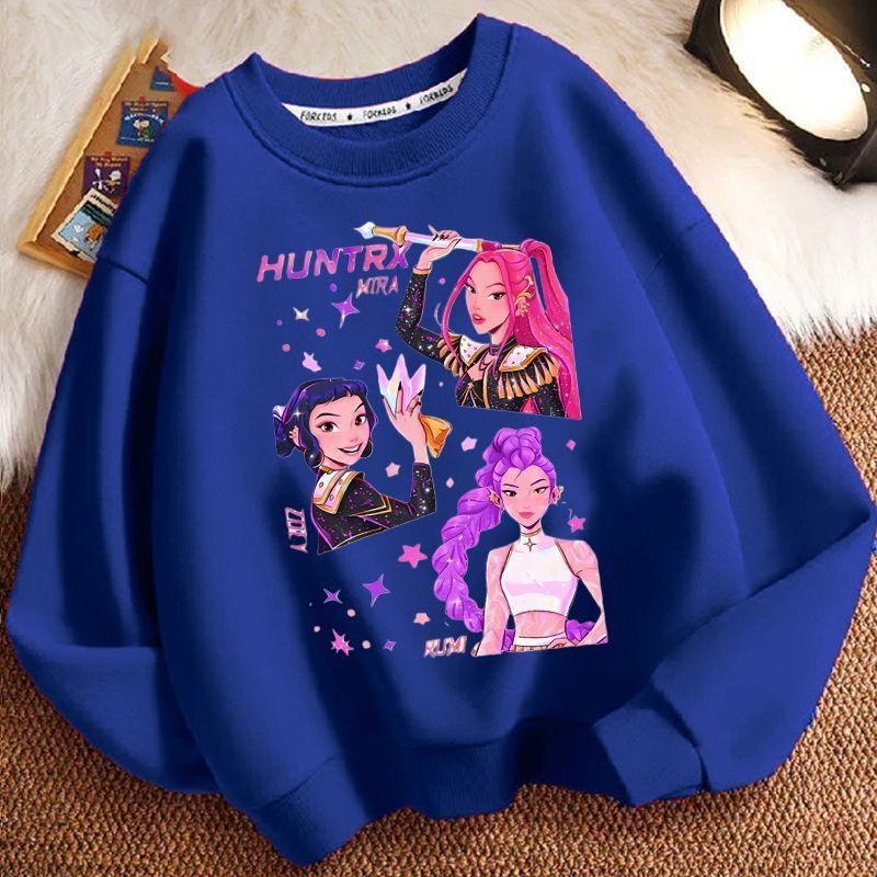 Children's Trendy Witch Hunt Team Round-neck Hoodies for Autumn and Winter, Loose Long-sleeved Casual Tops for Boys and Girls
