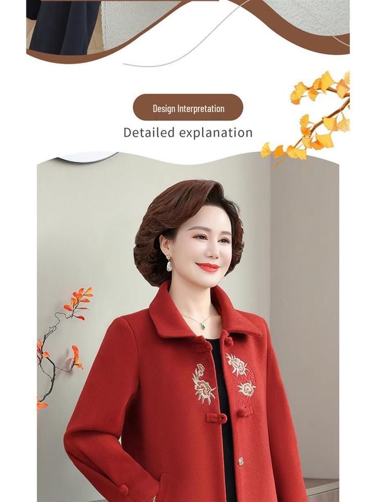 Mom's New Woolen Coat for Middle-Aged Women: Stylish Chinese Autumn/Winter Fashion