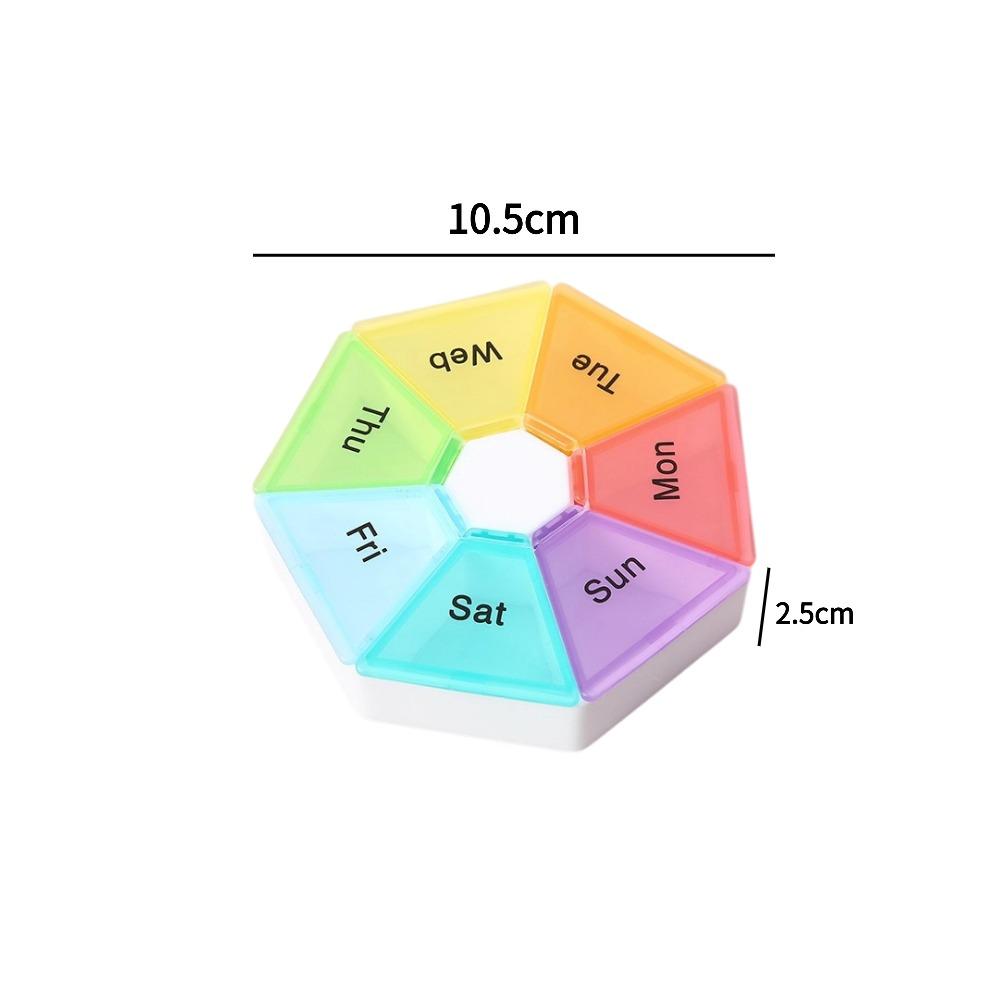 New Mini 7 Day Weekly Colorful Petal Pill Cases Organizer Box PP Food Grade Material, Portable Medicine Splitter Case Medicine