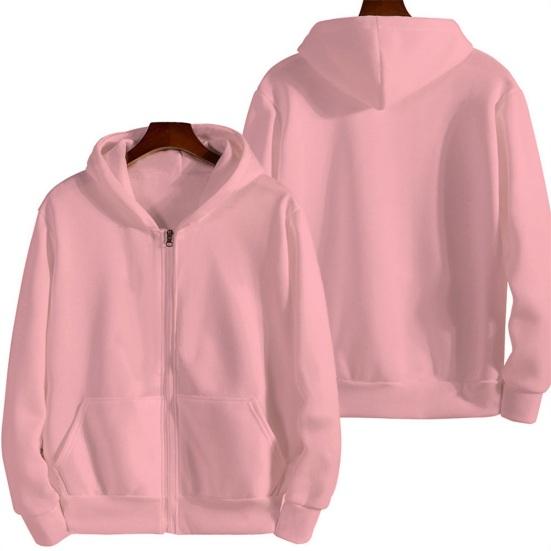 

Мужское пальто Yousheng Осень-зима на молнии с длинными рукавами и эластичными манжетами из плотного плюша, однотонное, с двойными карманами, для повседневного спорта, работы и отдыха, толстовка с капюшоном M розовый