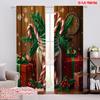 2pcs,2D Plane Printing Contemporary Curtains Christmas Candy Canes Holly Gift (2) Polyester Easy Install (without Rod) Festive