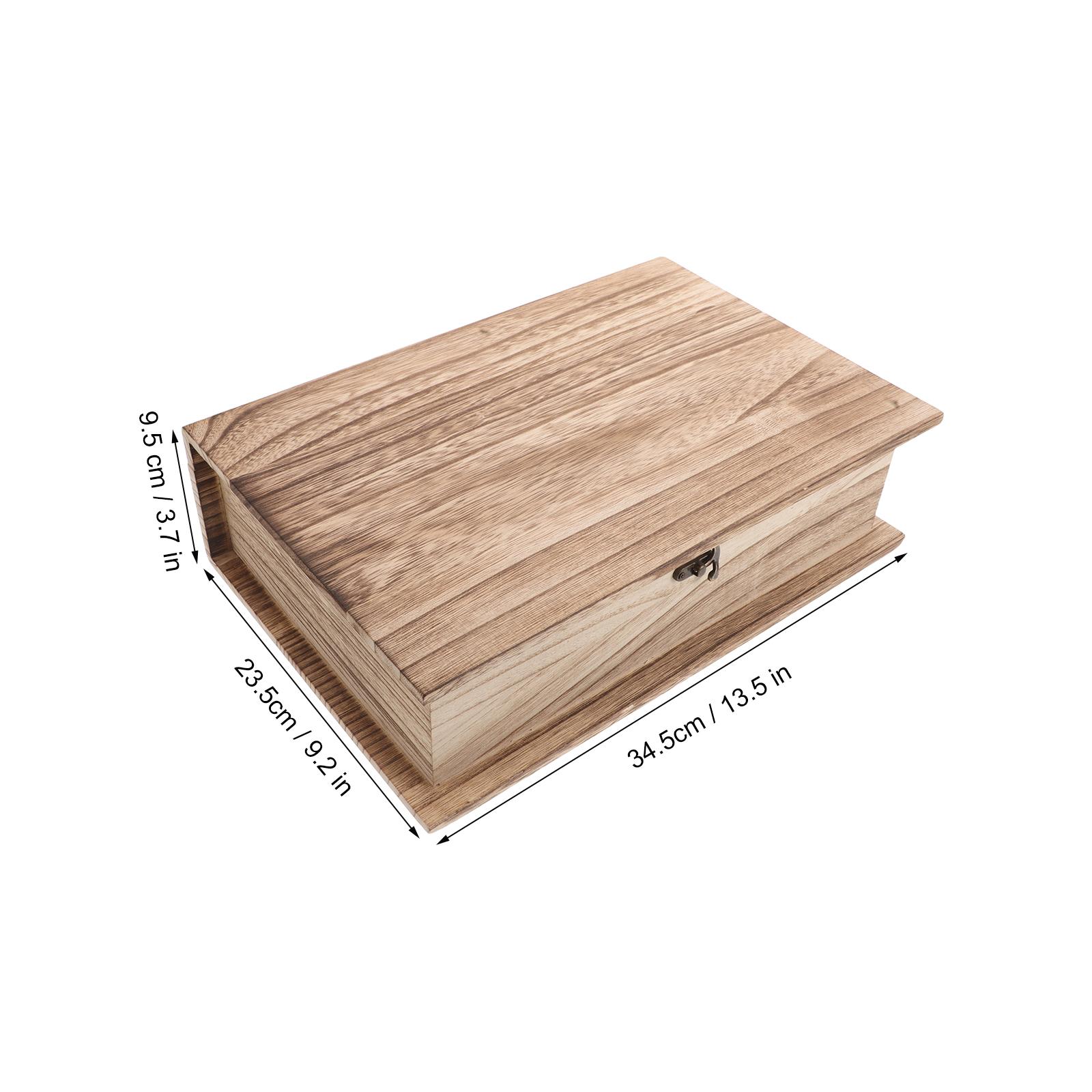 

Wooden Book Storage Box with Hinged Lid Unfinished Wood Keepsake Box Large Capacity Jewelry Trinket Case for Office and Home кофейный
