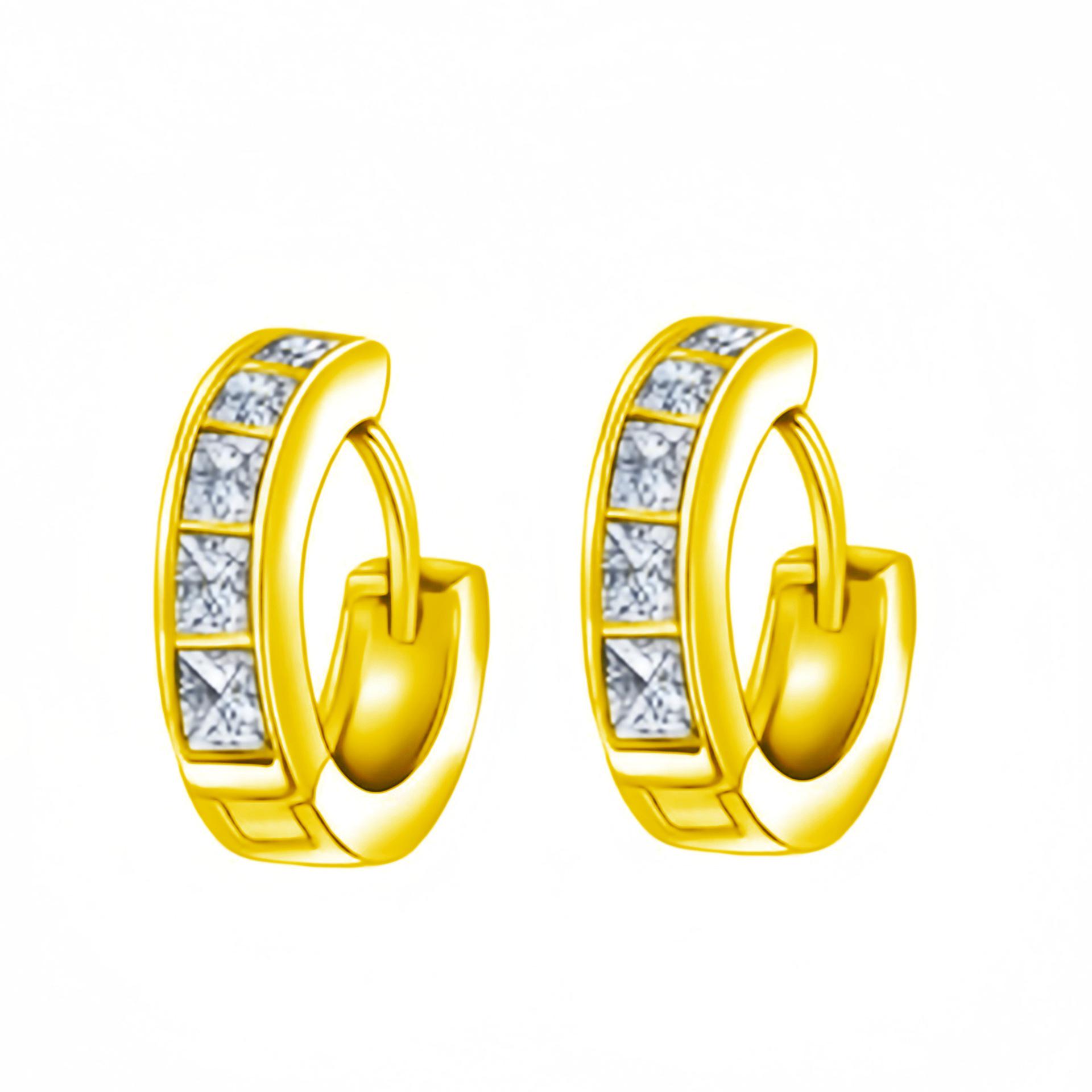 

Trendy Minimalist Swiss Zircon Square Stud Ear Cuffs