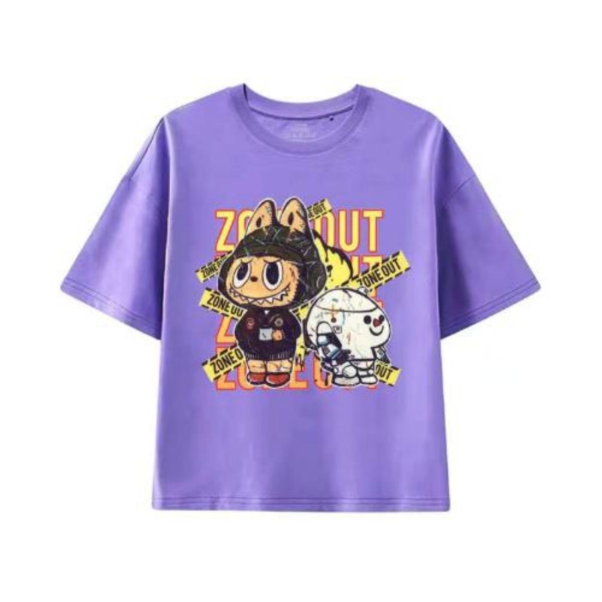 

Детский Лабубу с круглым вырезом, повседневная детская футболка из тонкой мягкой ткани, удобная в носке, с милым принтом в корейском стиле 100