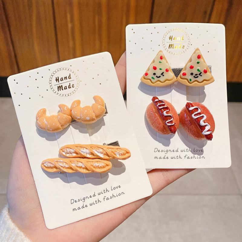1/5pcs Funny Food Hair Clip for Women; Cute Duck Mouth Clip; Side Bangs Pizza Dog Bread Popular Hair Pin