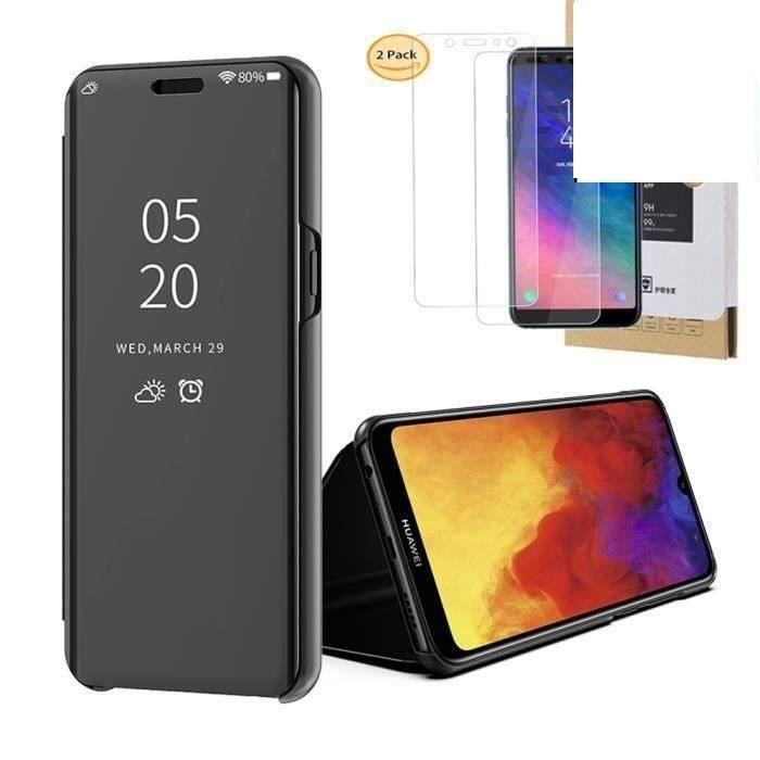 Flip Case Cover - ISSTARS - Galaxy A41 - Mirror Effect - Black - Semi-rigid