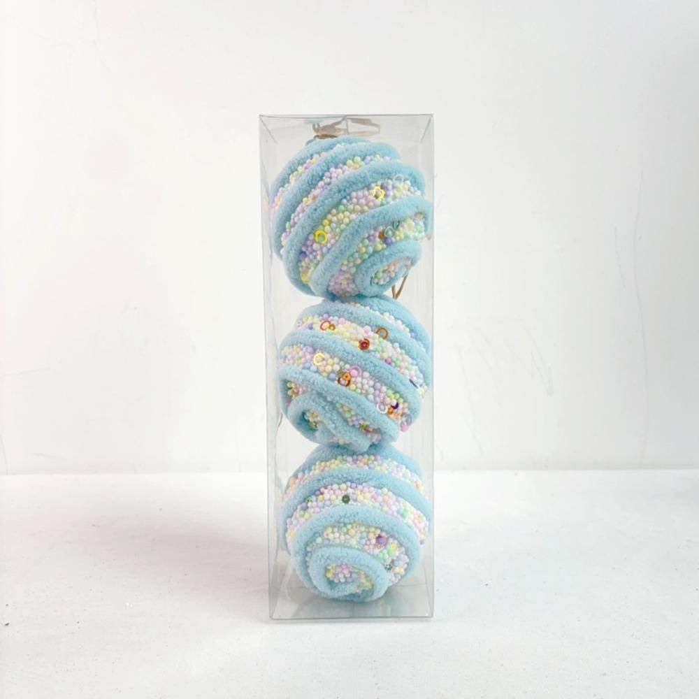 3pcs 8cm Foam Christmas Balls Pendant Shatterproof Reusable Christmas Macaron Hanging Balls Elegant Colorful