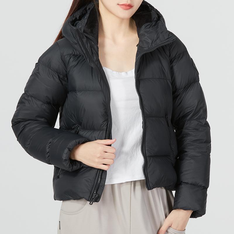 Under Armour Cgi Down Jacket Solid Color Sports Casual Hooded Short Warm Down Coat Women Outerwear Black 1375442-001