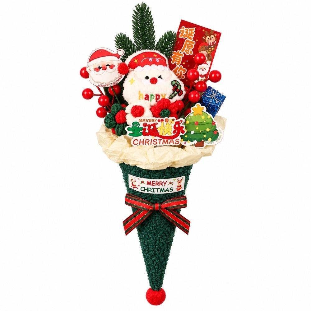 Plush Fabric Christmas Bouquet Cone Shaped Candy Cone Bouquet Snowman Bouquet Gift for Girlfriend