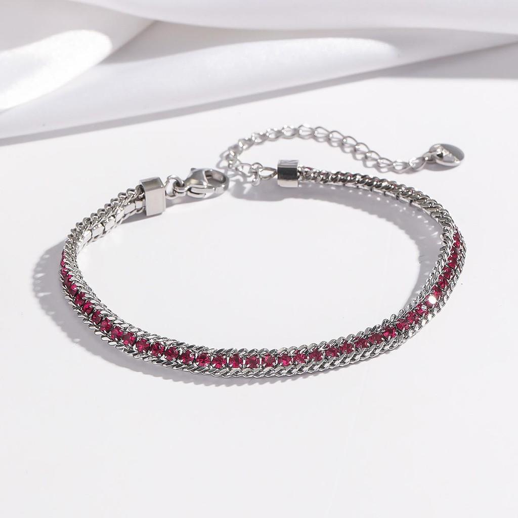 Cherry Epoxy Titanium Steel Bracelet for Women - Sweet Dopamine-Inspired Design