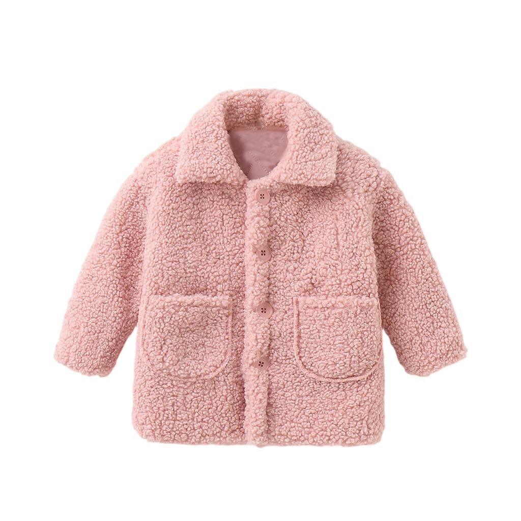 Girls' Lamb Wool Coat - Mid-Length Thickened Sweater