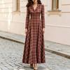 Spring and Autumn Temperament Elegant French Commuter Plaid Breasted Suit Dress Women's Long Dress