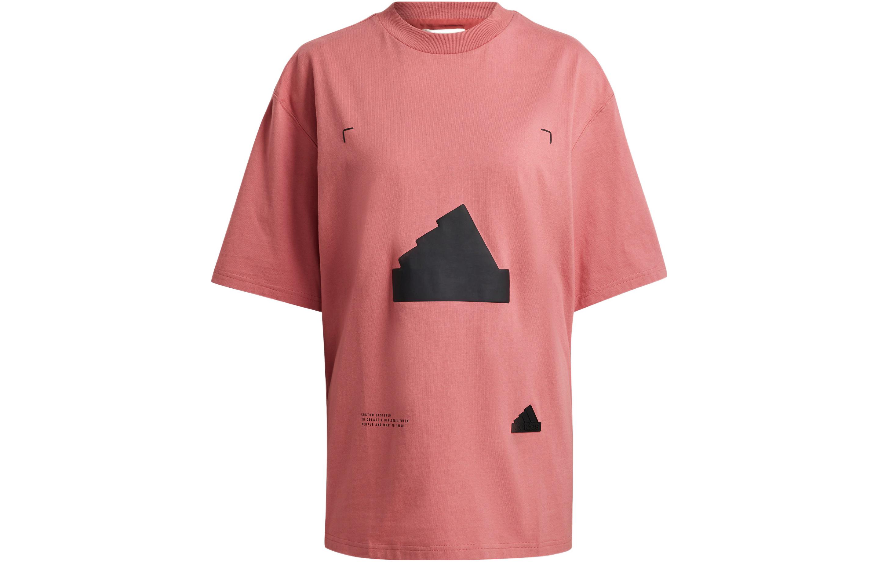 Adidas T Shirts Women s Pink Crew Neck Moderate Straight Fit HG4356 S