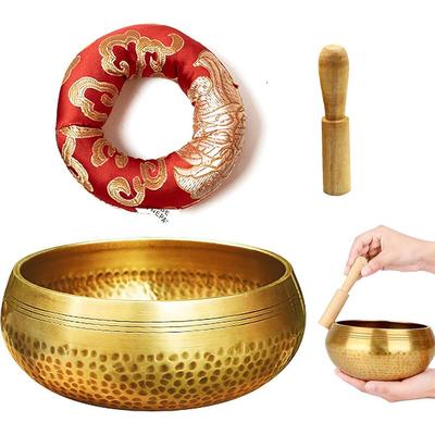 3-Piece Mini Orin Buddhist Altar Set, 8cm Diameter, Beautiful Sound, Brass Orin, Portable, Includes Rin Stick and Cushion, Perfect for Buddhist