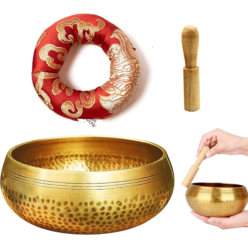 

3-Piece Mini Orin Buddhist Altar Set, 8cm Diameter, Beautiful Sound, Brass Orin, Portable, Includes Rin Stick and Cushion, Perfect for Buddhist