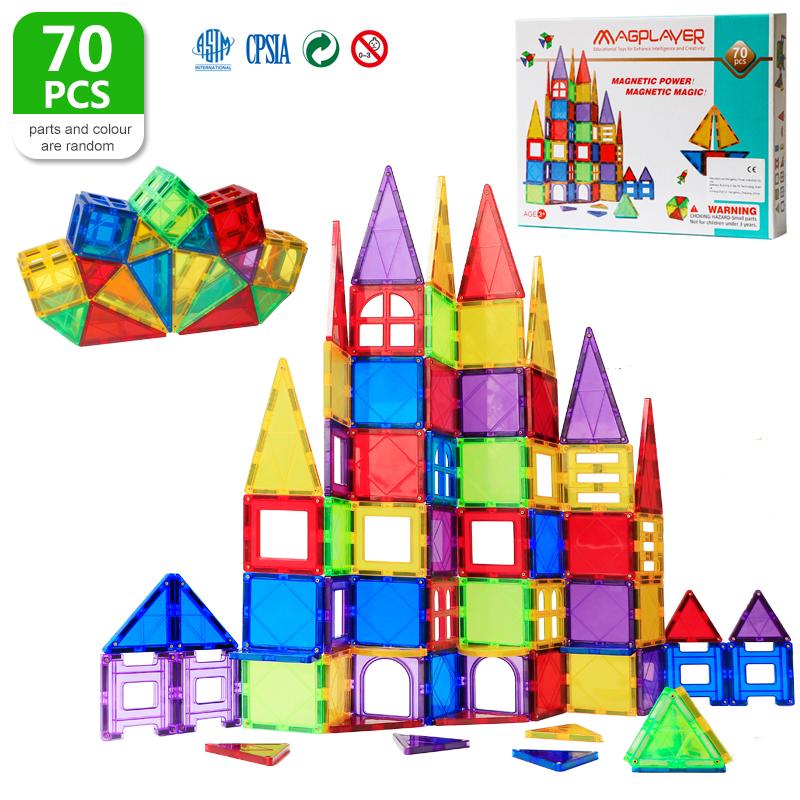 

70PCS Building Blocks Construction Set Big Size Магнитные плитки DIY Подарки Развивающие игрушки для детей