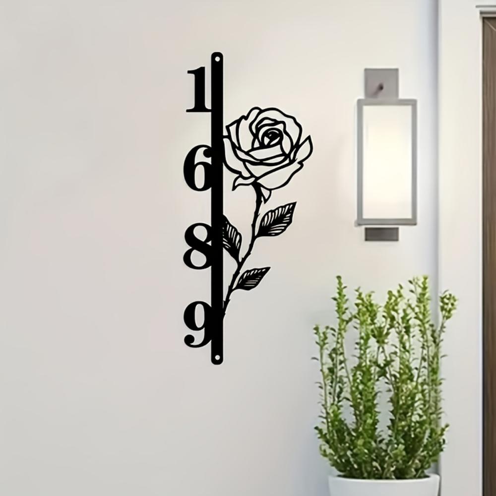1pc Handmade Rose Metal Wall Sign Vertical Outdoor Garden Christmas Gift