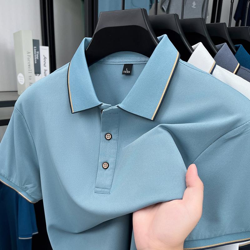 Original Quality Men's Polo Shirt Minimalist Contrasting Collar Short Sleeve Summer Lapel T-Shirt Business Casual Trend Menswear