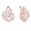 FJ 585 White Rose Gold Color Leaf Shaped Plant Women Earrings Stud Earrings GIft