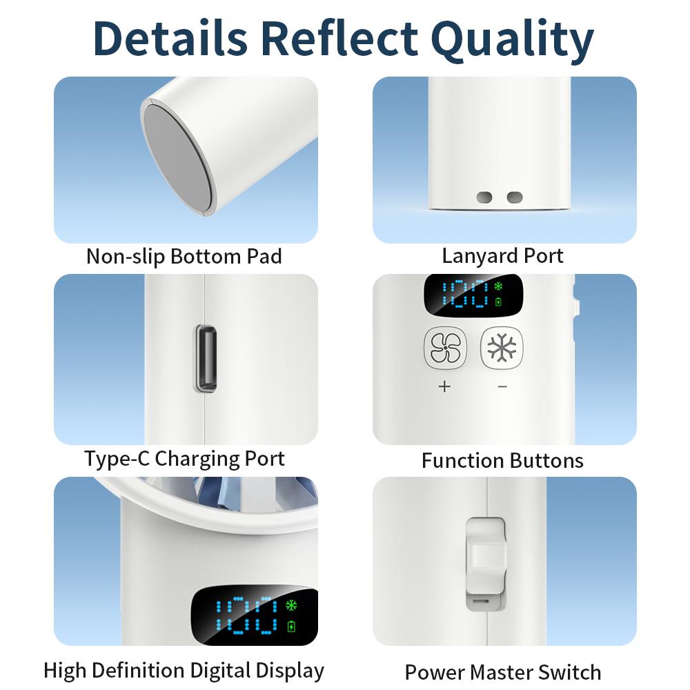 5200 mAh High Speed Refrigeration Handheld Fan 100 Speed Outdoor Mini Fan USB Charging Portable Fan