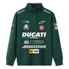 Ducati Corse MotoGP Racing Half-Zip Sweatshirt, Men Women Black Oversized Streetwear Pullover with Full Sponsor Print