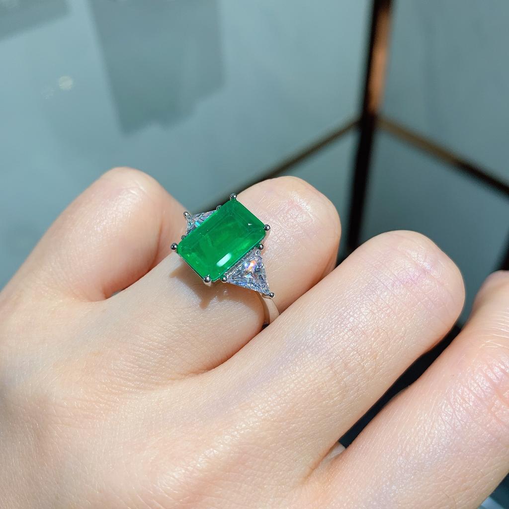 Temperament Simulation Paraiba Ring frauen Rechteck Smaragd Zirkon Ring Ring Mode