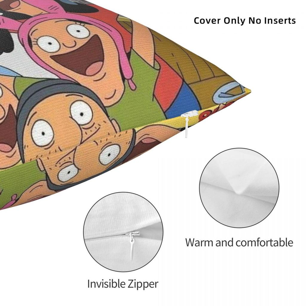 Bobs Funny B-Burgers Pillowcase Stuff Printed Cushion Cover Throw Pillow Cover Home Decorations Zippered Multiple Sizes