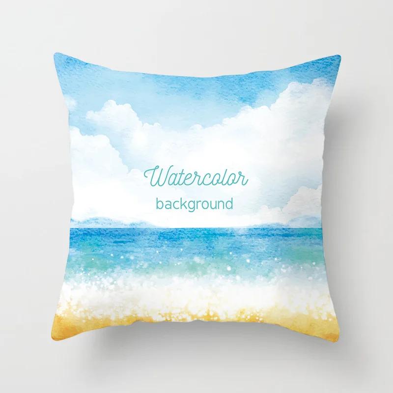 Pillowcases Home Decor Living Room  Cute Blue Ocean Pillowcase Office Chair Double Bed Cushion Cover