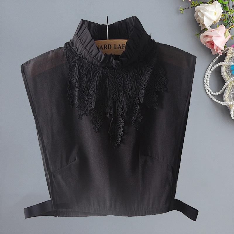 White Women Lace Fake Collar Tie False Collar Black Fashion Ruffle Detachable Collar Lapel Blouse Top Women Clothes Accessory