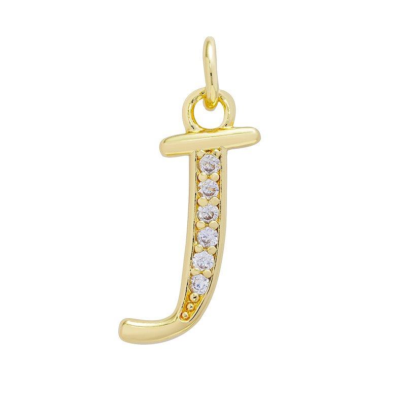 European & American Gold-Plated Copper Zircon Letter Necklace - High-End DIY Jewelry Accessory