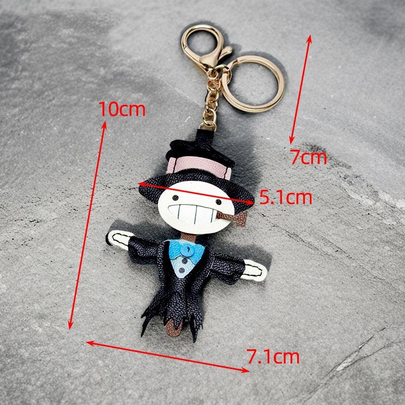 Pu Leather Cute Scarecrow Keychain Backpack Hanging Ornament Cartoon Style Key Accessory Retro Style Car Key Holder