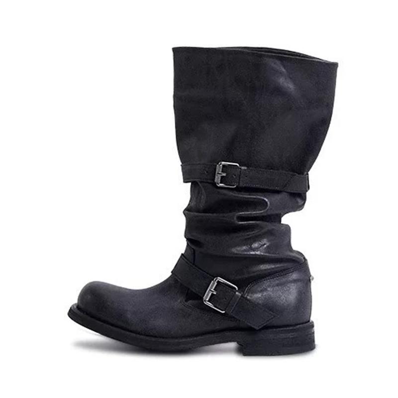 

Designer Long Women s Boots Flats Knee High Buckle Shoes Fashion Winter Chelsea Boots New Trend Walking Leather Mujer Botas 40