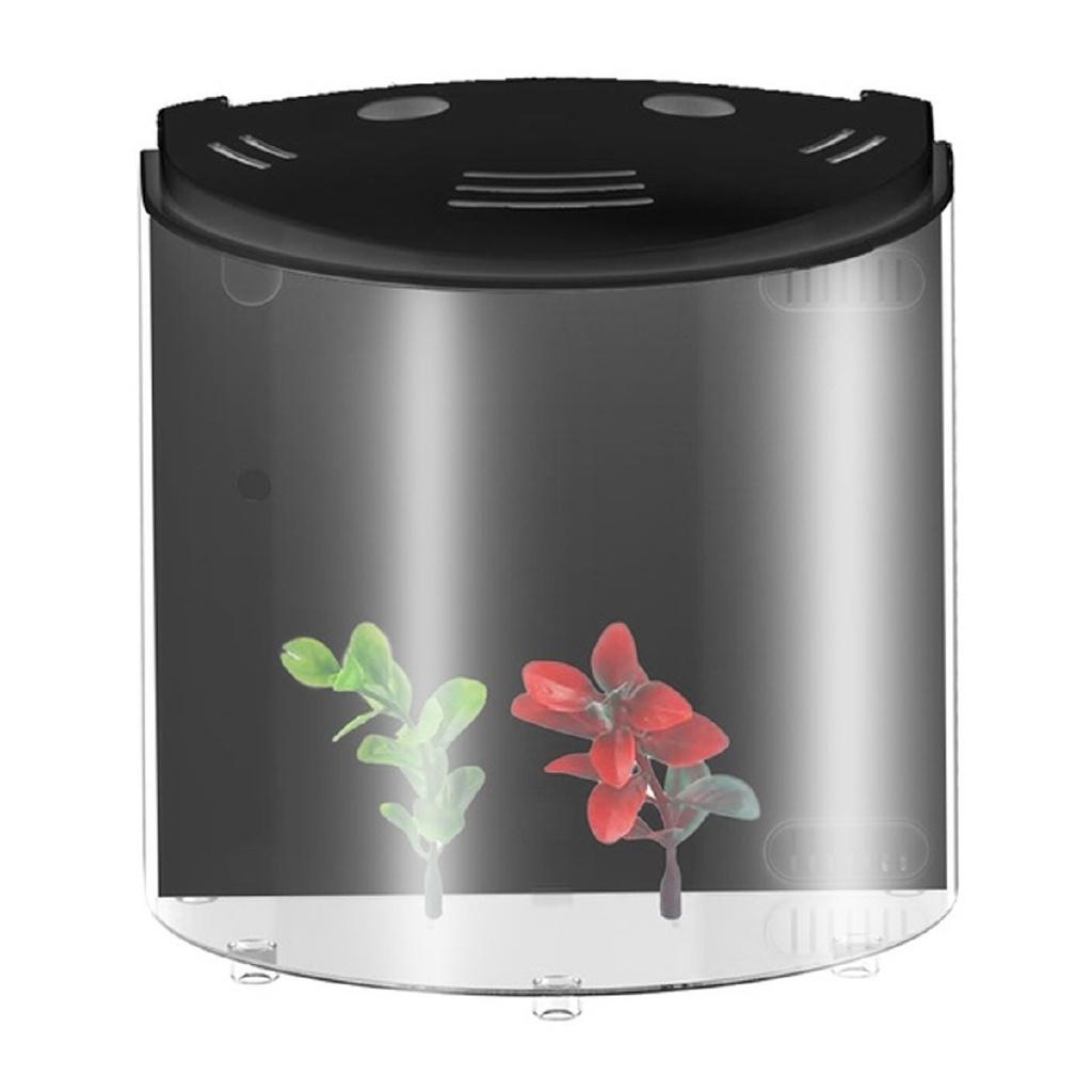 DC 5V 5L USB Аквариум Полумесяц Аквариум Акриловый Большая Емкость Настольный Аквариум для Рыб Домашних Животных Мини Светодиодный Аквариум чёрный
