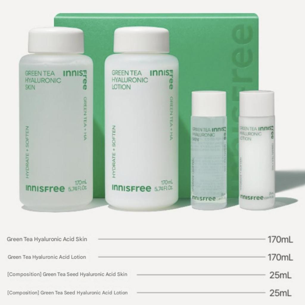 Innisfree Grüner Tee Hyaluron Hautpflege Set