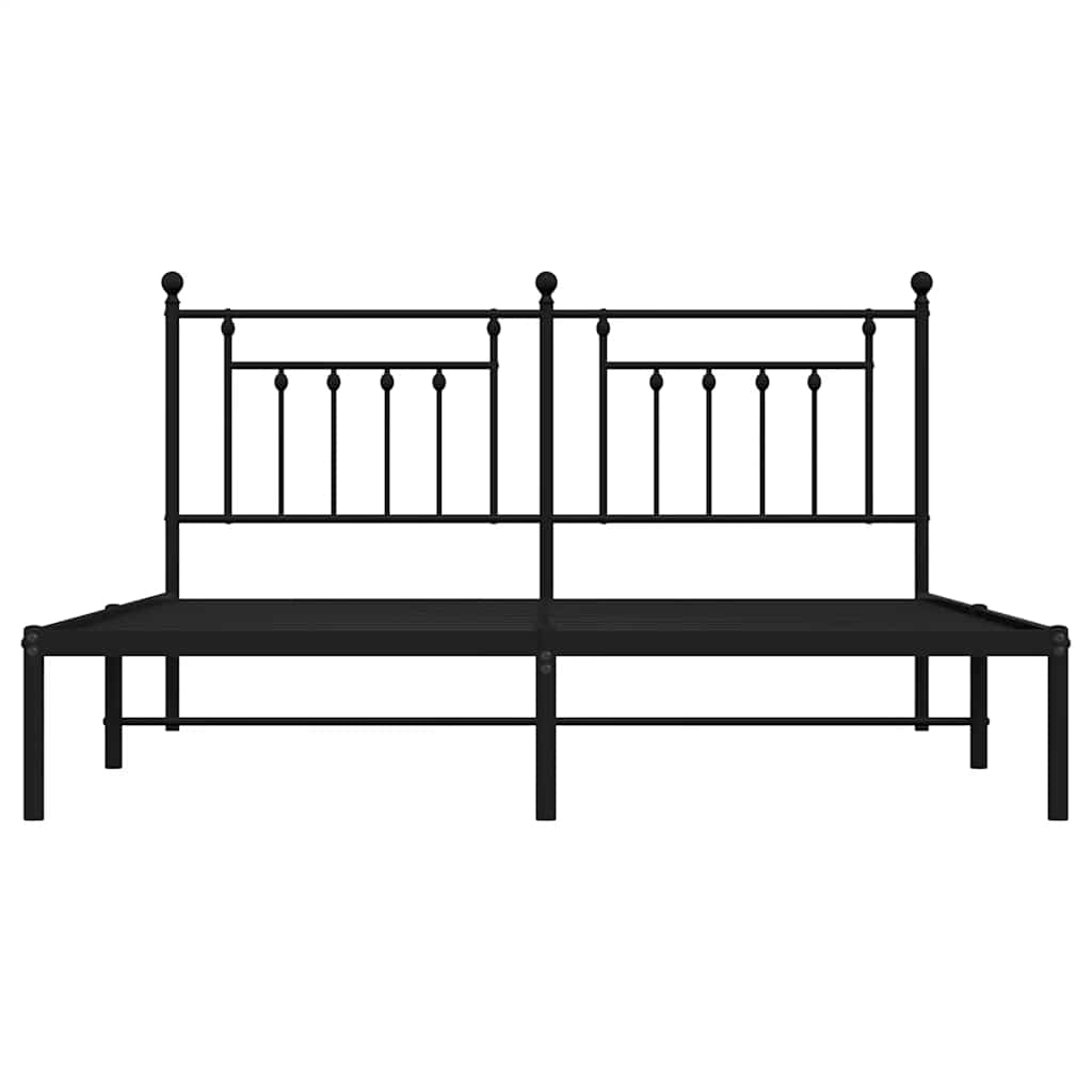 Struttura Letto in Metallo con Testiera Nero 183 x 213 cm