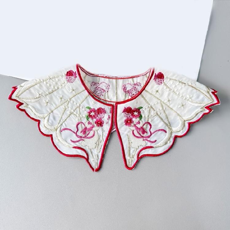 Chinesische Perlenquasten Falscher Kragen Vintage Stickerei Hase Blume Schal Schal