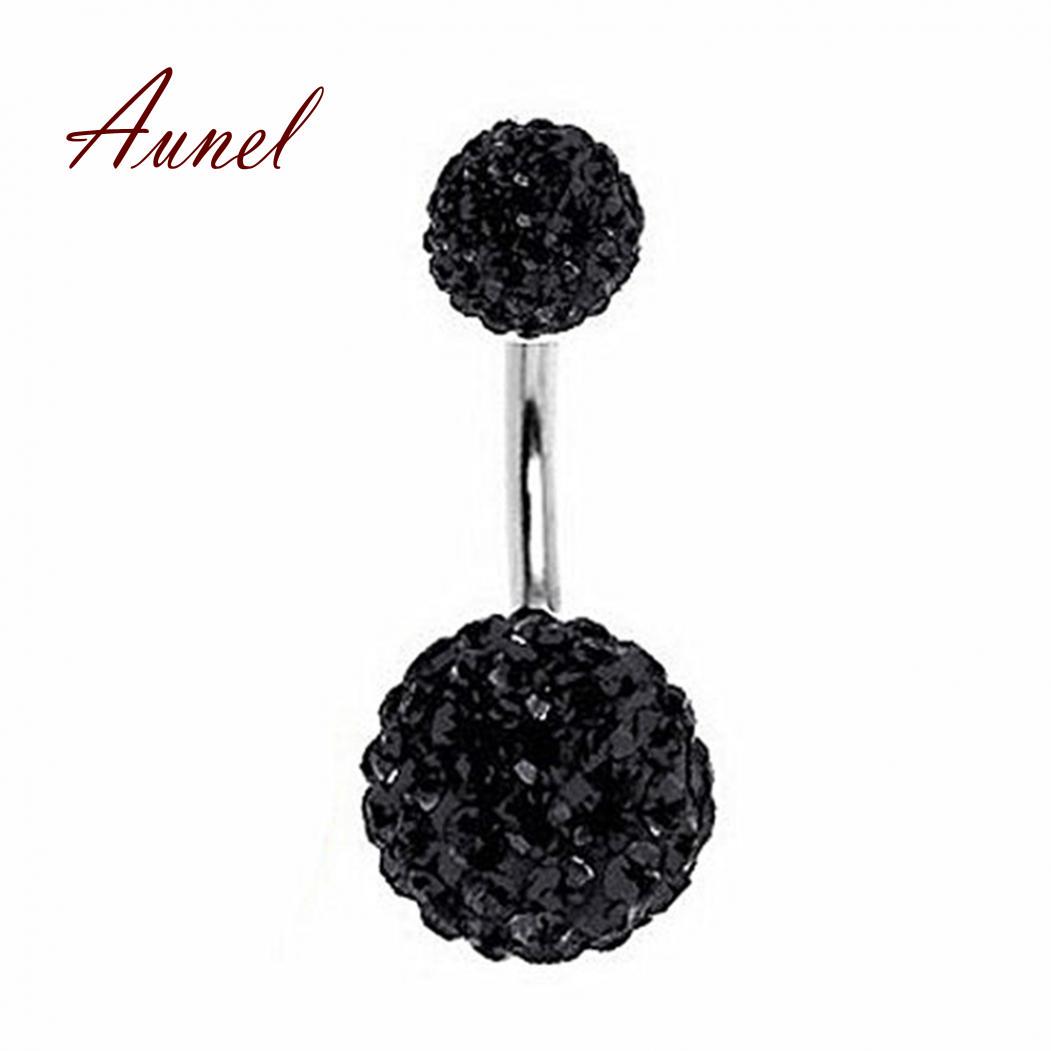 

Серьга с кристаллами для пирсинга пупка чёрный