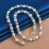 925 Sterling Silver Delicate Frosted Beaded Necklace for Women, Fashionable Party Gift, Wedding Jewelry