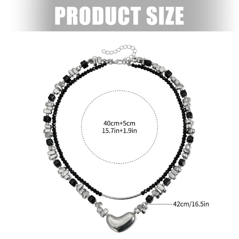 Unique Heart Shaped Bead Necklace Adjustable Length For Women Trendy Accessory Lightweight Comfort Gift