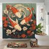 Japanese Cherry Blossom Shower Curtain Set, Asian Anime Shower Curtains for Bathroom Cool Watercolor Abstract Art